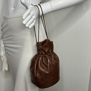Gucci Leather Cinch Small Bucket Bag Purse